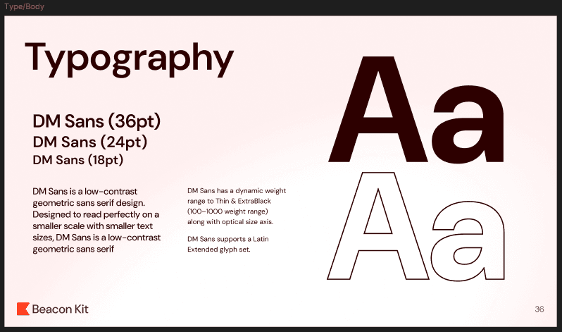 Beacon Kit DM Sans typography system
