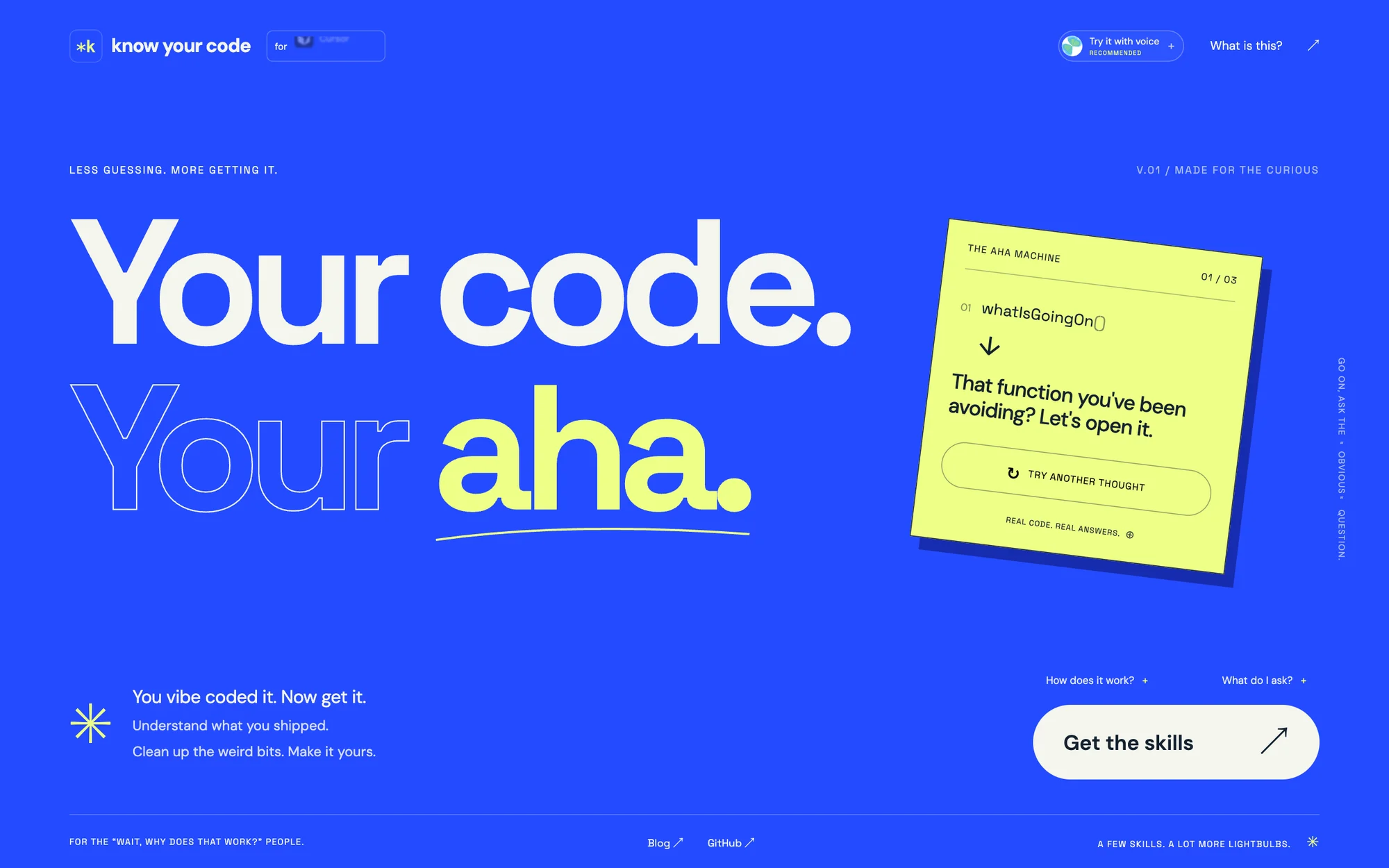 Know Your Code installation website with voice orb
