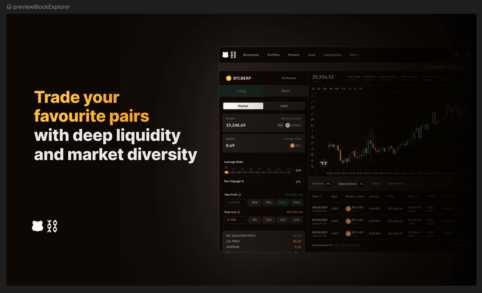 Berps perpetual trading interface concept